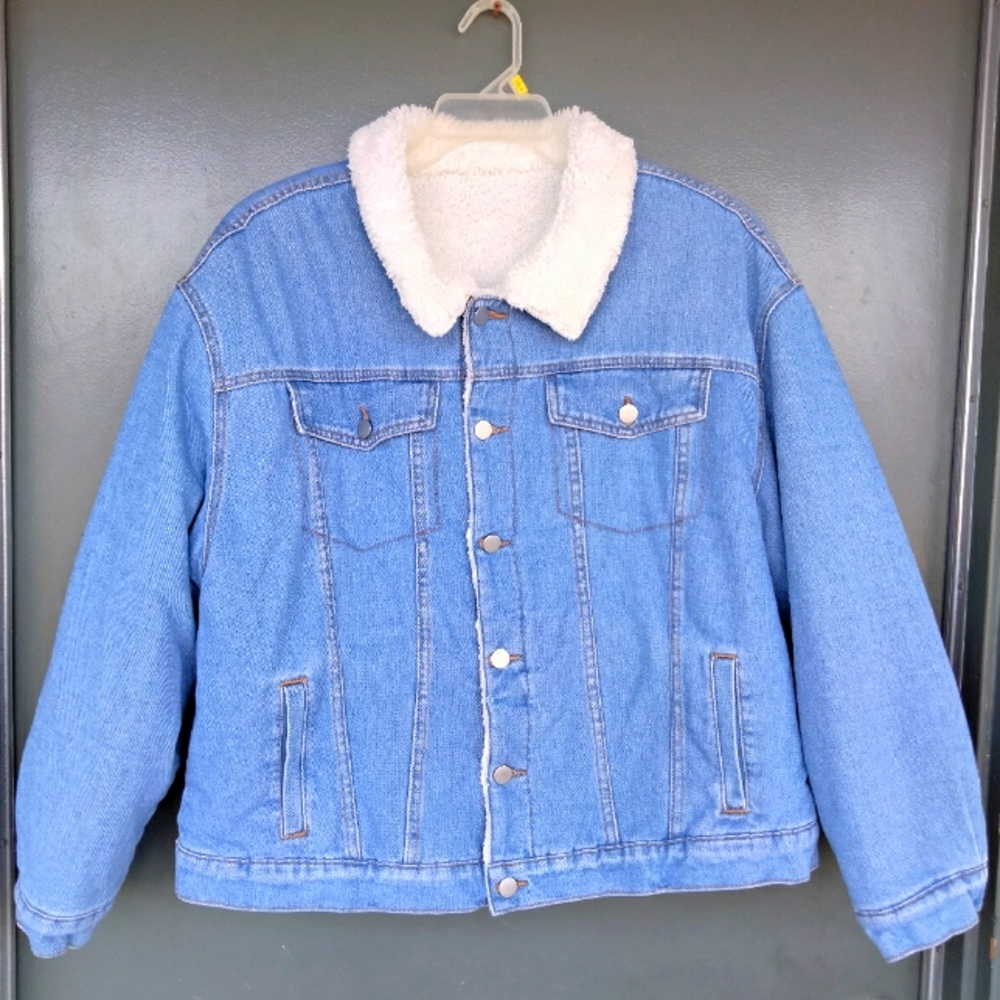 Shein blue denim jacket in Medium wash, Curve Size 2XL